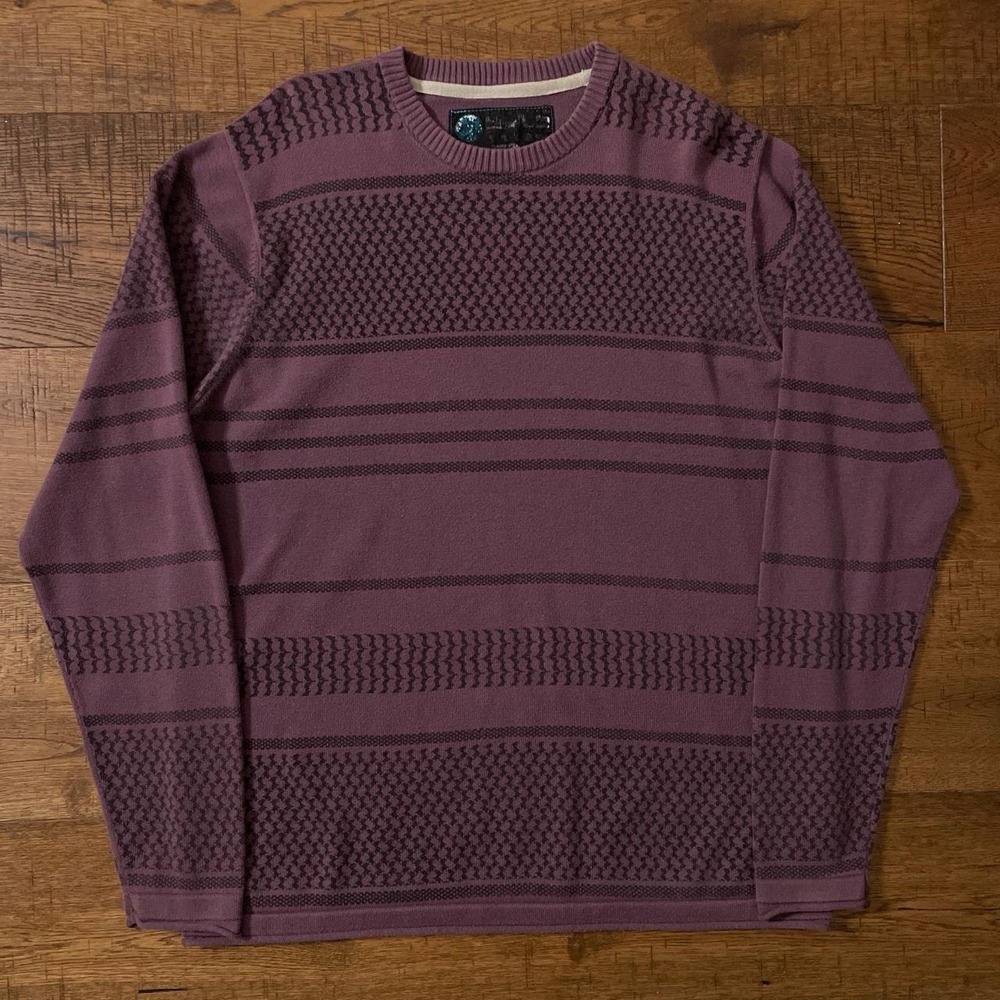 Quiksilver Sweater Mens XL Purple Indie Geometric Striped Slim Fit Knitwear